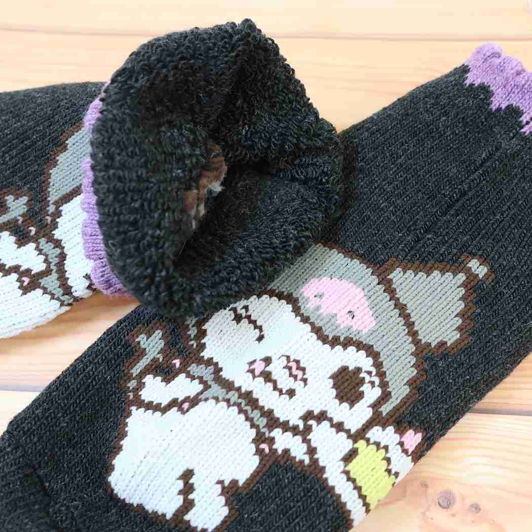 サンリオキャラクターズ レディース 女性用防寒靴下 履くホカロン 10cm丈 総パイル ソックス 23-25cm クロミ Sanrio ウイックス