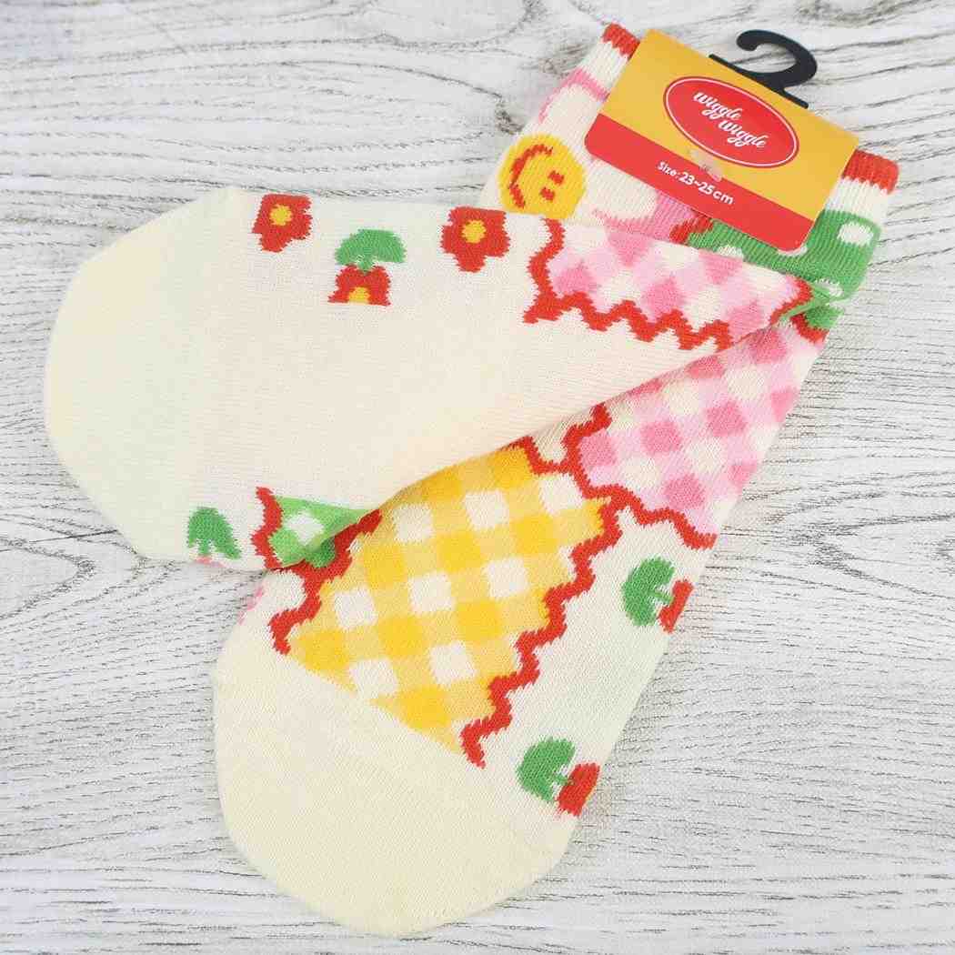 wiggle wiggle ウィグルウィグル レディース 女性用靴下 フロントアンクルソックス 23-25cm SmileWeLove柄2 ウイックス
