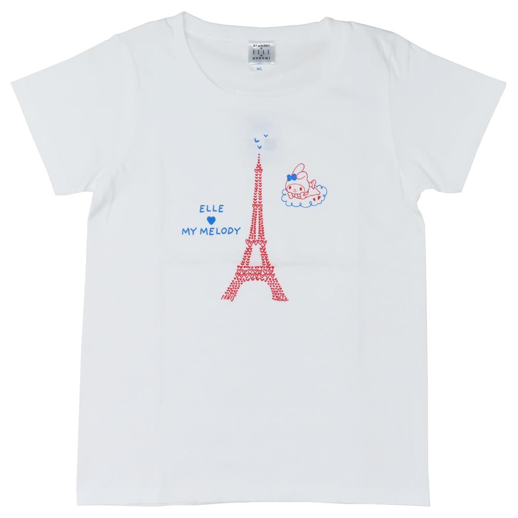マイメロディxELLE Tシャツ レディースT-SHIRTS WLサイズ タワー ホワイト サンリオ ワタナベ 半袖 キャラクター グッズ メール便可 シネマコレクション