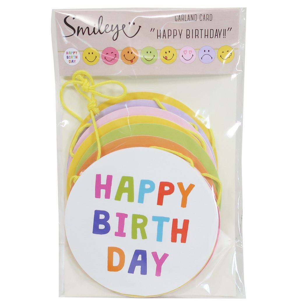 ガーランドバースデーカード スマイリーフェイス グリーティングカード GR-48 Smiley Face アクティブコーポレーション 誕生日おめでとう