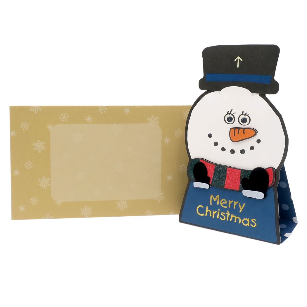 グリーティングカード CHRISTMAS 封筒付きポップアップクリスマスカード 雪だるま かわいいクリスマス プレゼント 男の子 女の子 ギフト