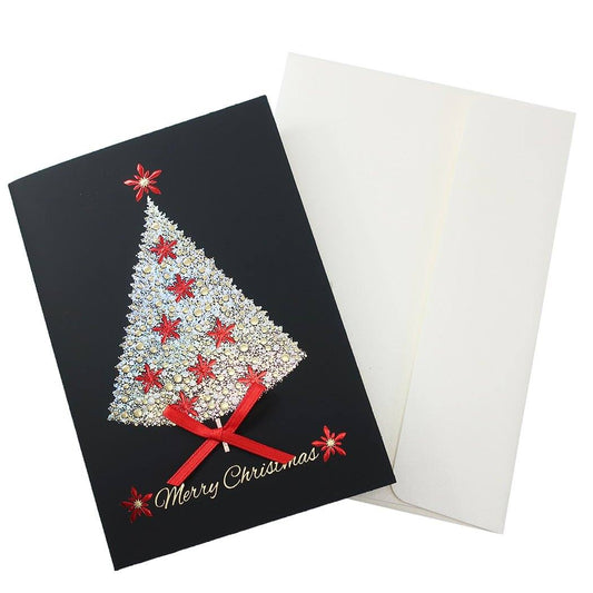 CHRISTMAS イタリア製 クリスマスカード グリーティングカード ツリー リボン ギフト雑貨 封筒付き Xmasカードクリスマス プレゼント