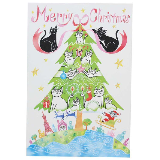 クリスマスカード おかべてつろう ポストカード 世界一のツリーでメリークリスマス かわいいクリスマス プレゼント 男の子 女の子 ギフト