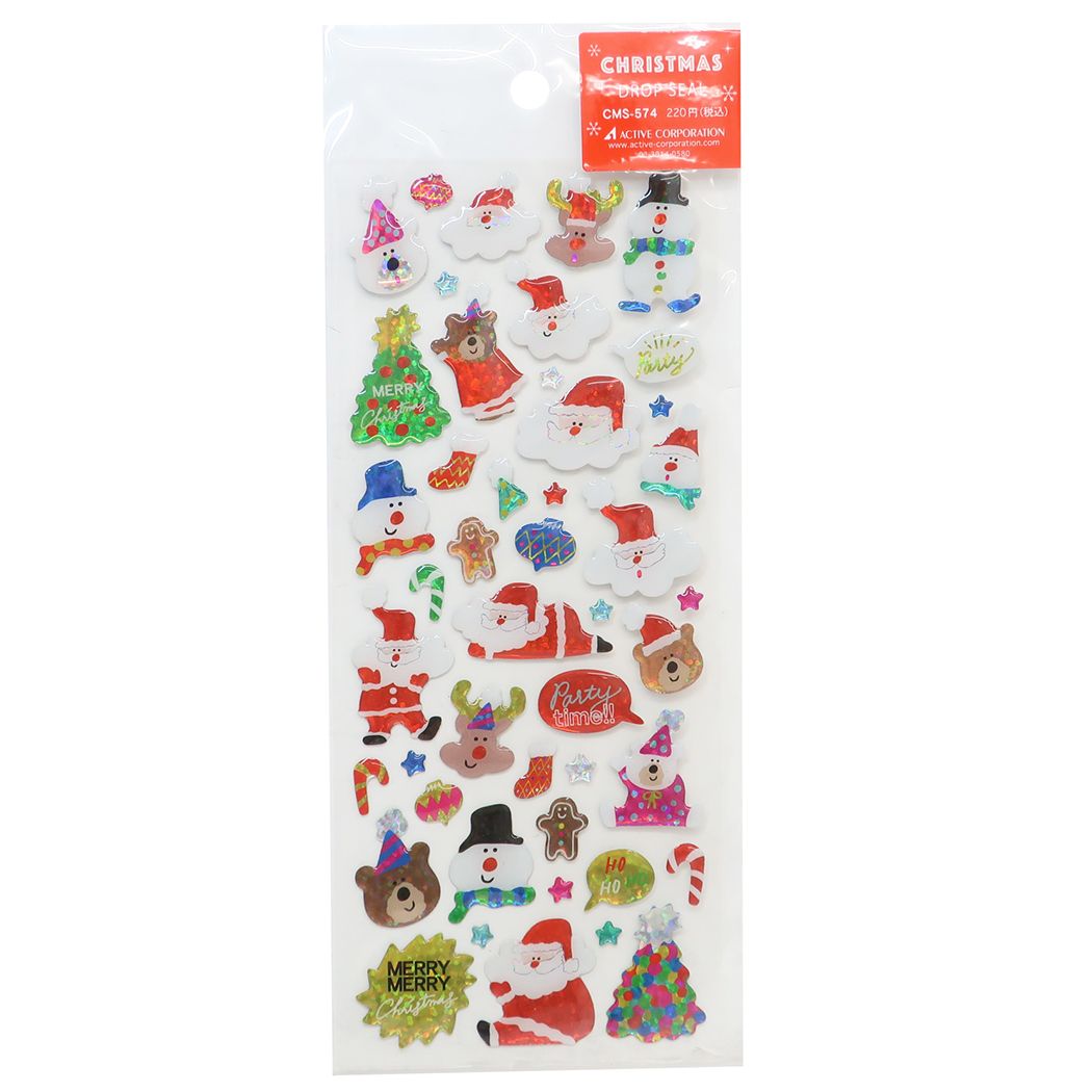 シールシート CHRISTMAS ぷっくりドロップシール サンタクロース5 アクティブコーポレーション プレゼント 男の子