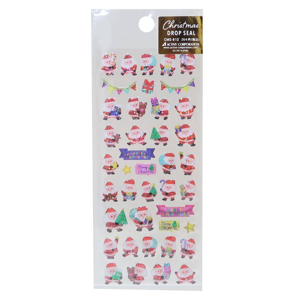 シールシート CHRISTMAS クリスマスドロップシール サンタ アクティブコーポレーション