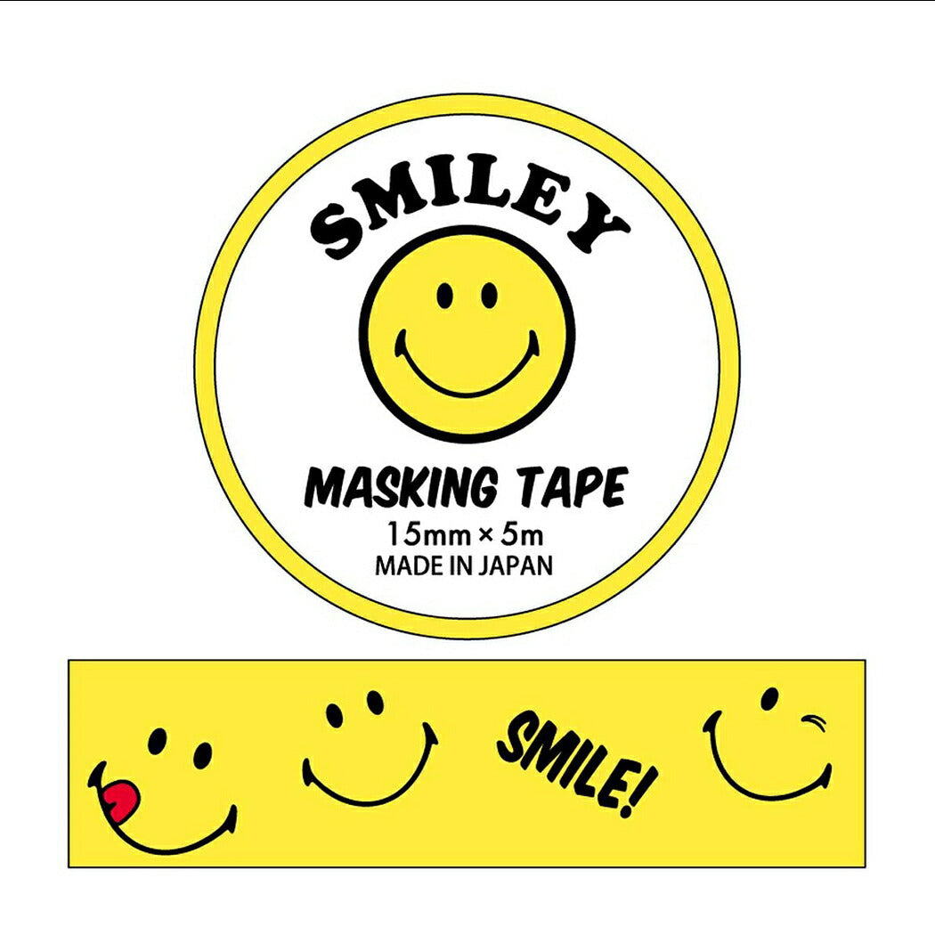 スマイリーフェイス 15mm マステ TS-28 グッズ マスキングテープ キャラクター Smiley Face 15mm×5m プレゼン