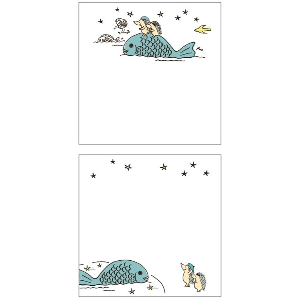 メモ帳 ハリーサリー メモパッド 魚に乗って クローズピン