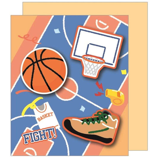 二つ折りメッセージボード シール＆封筒付き バスケ部 色紙 クローズピン スポーツ 部活シリーズ プレゼント 男の子 女の子 ギフト