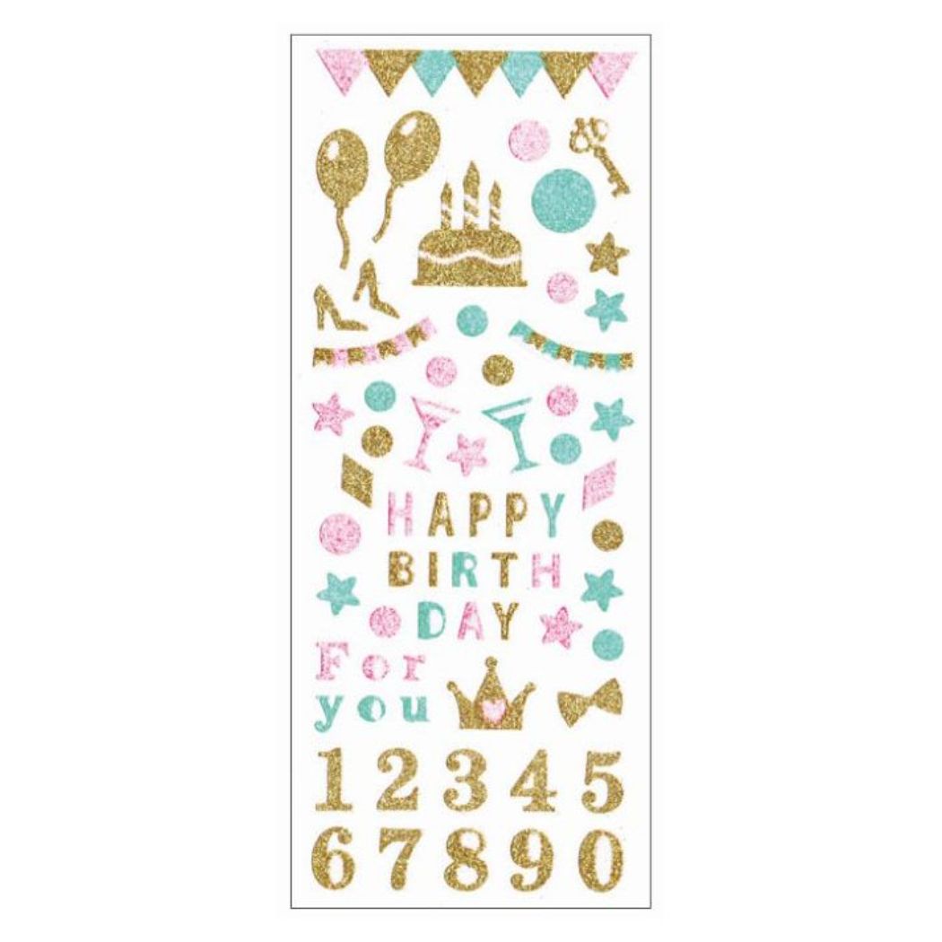 シールシート グリッターシール ハッピーバースデー クローズピン プレゼント 男の子 女の子 ギフト