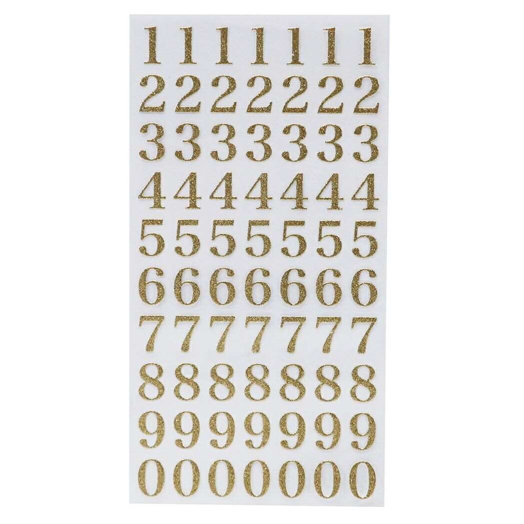グリッター文字シール 数字 金 シールシート クローズピン ゴールド