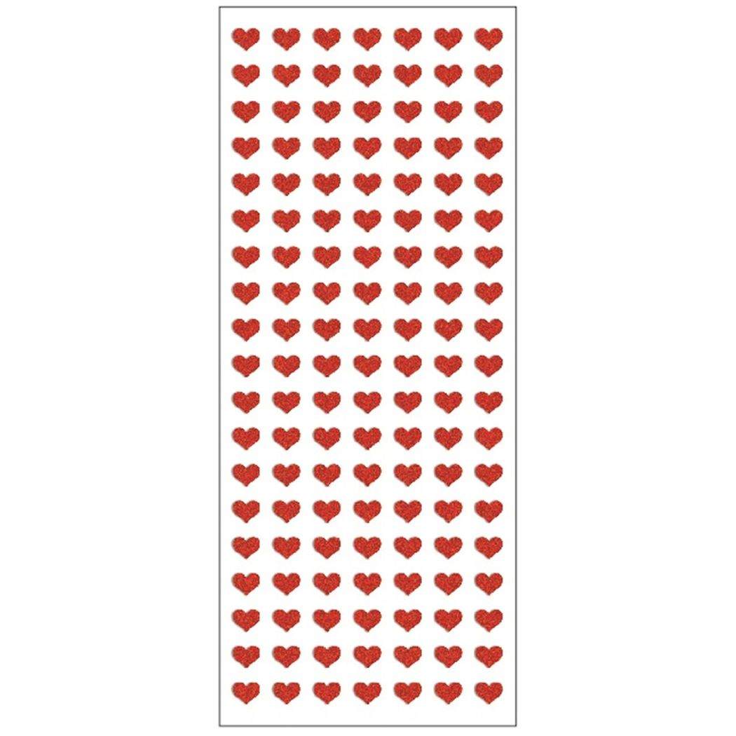 シールシート グリッターシール ハート赤