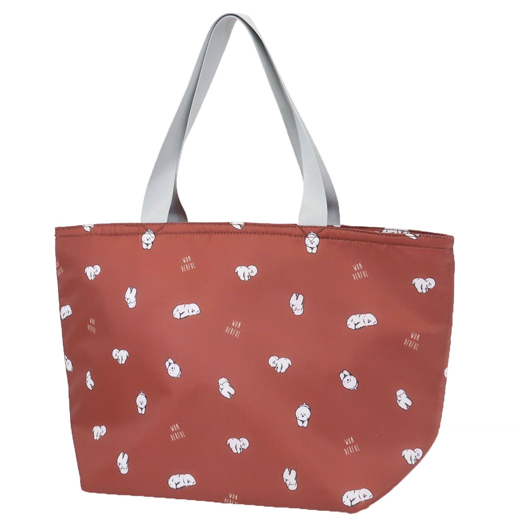 保冷トートバッグ ファスナー付きクーラートート ビションフリーゼ いぬ ミントイン