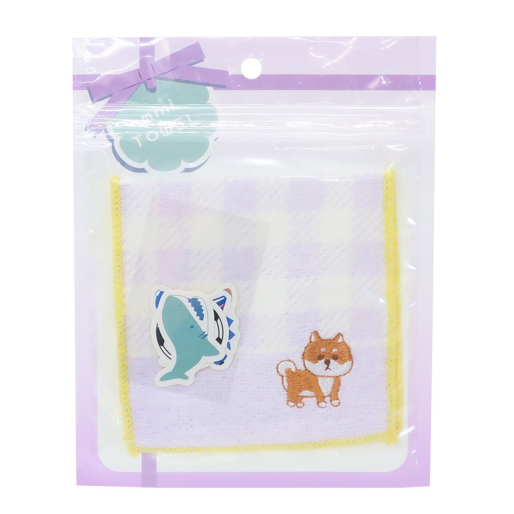 タオルセット ポケットミニタオル&シールセット しばわん ミントイン