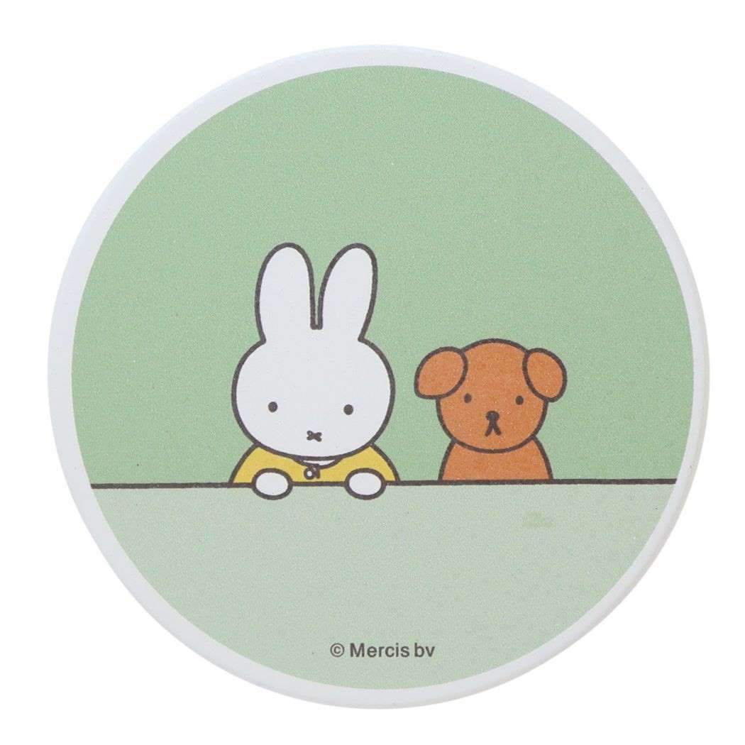ミッフィー ディックブルーナ 絵本キャラクター テーブルウェア 陶製吸水コースター MIFFY and SNUFFY グリーン