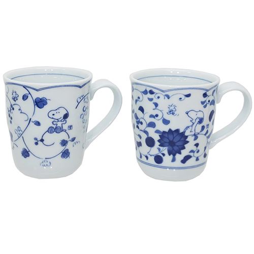 マグカップ スヌーピー 藍唐草 ペアマグ 2個セット ピーナッツ 金正陶器 ギフト雑貨 日本製食器 キャラクター グッズ プレゼント