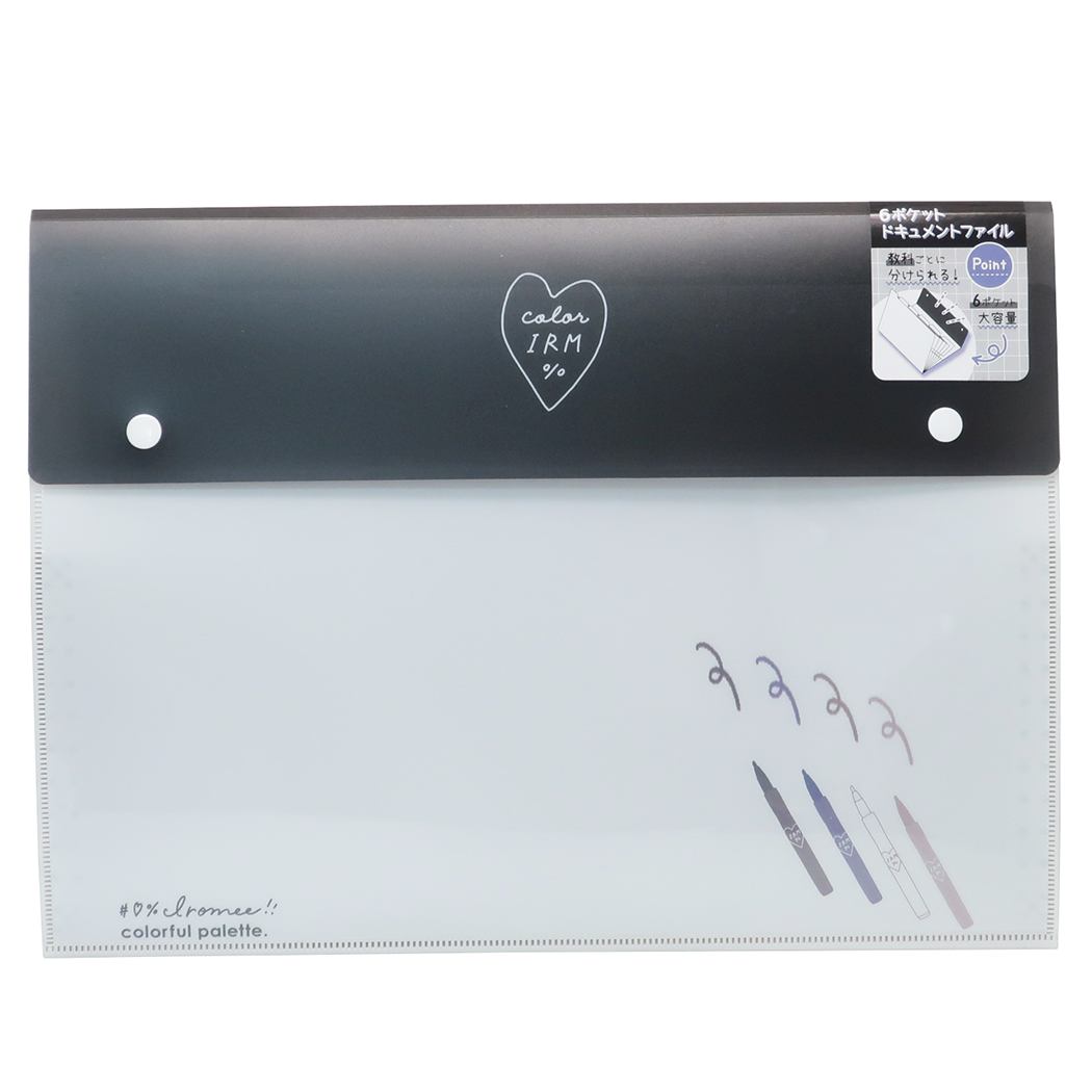 書類ファイル ドキュメントファイル A4 6ポケット IRO MEE ペンシル モノトーン 新学期準備文具 書類整理 女の子 中学生 高校生