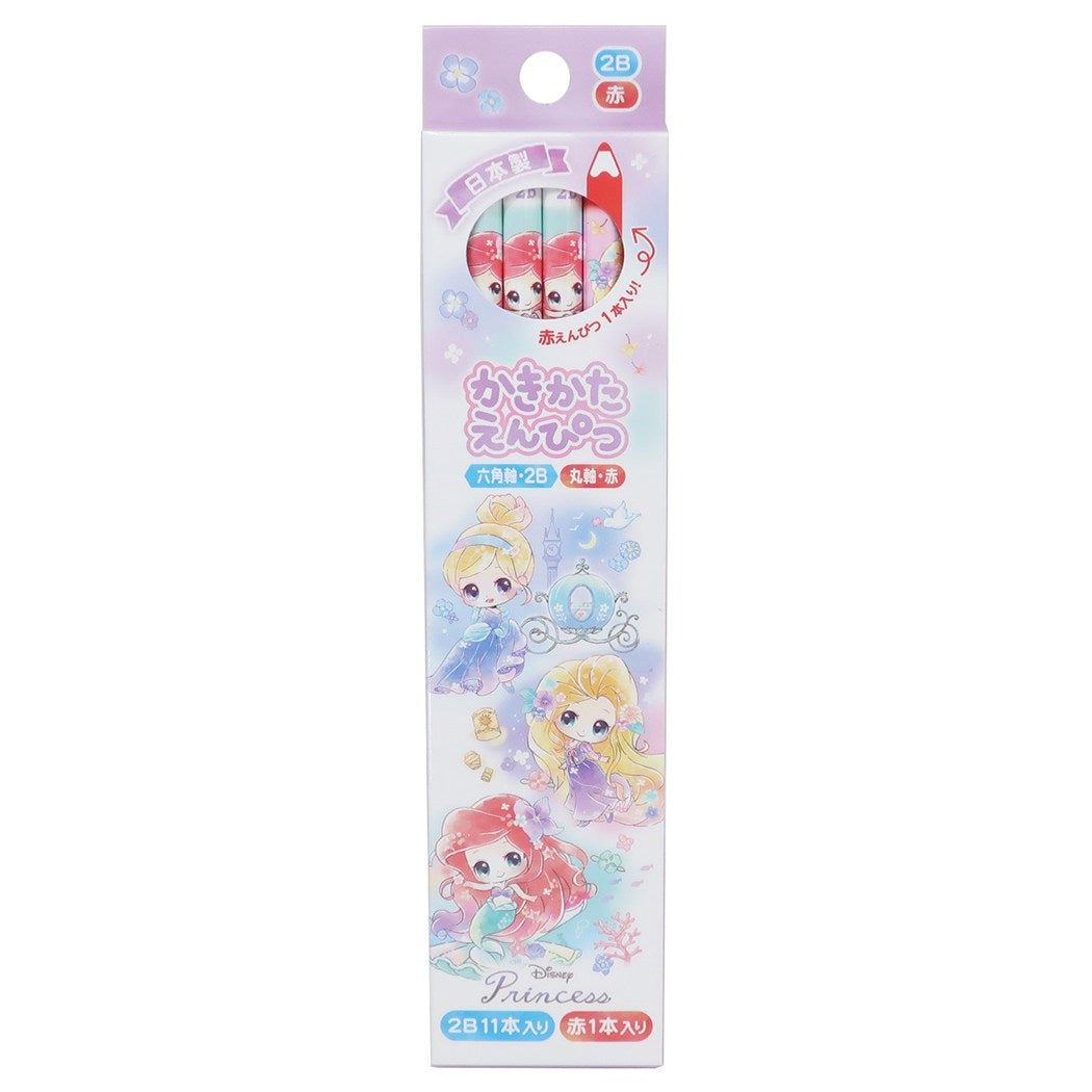 ダース 鉛筆 12本セット ディズニープリンセス 2Bかきかたえんぴつ&赤鉛筆 新入学 ディズニー クラックス 新学期準備文具 プ