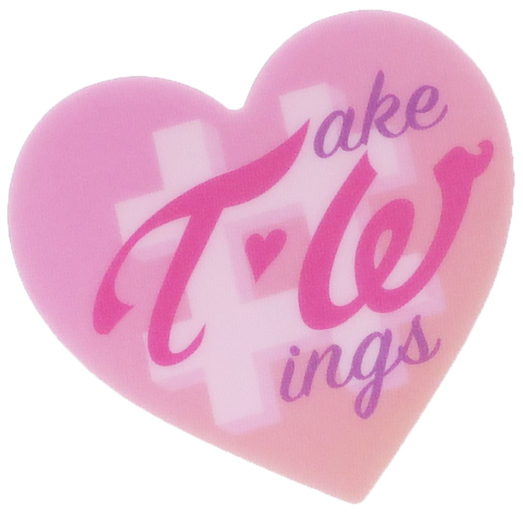 バッジ ハート型 アクリル プレート バッジ TAKE WING クラックス かわいい プレゼント 男の子 女の子 ギフト