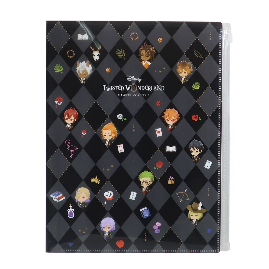 ジップファスナー付 6ポケット A4 クリアファイル ツイステッドワンダーランド ポケットファイル ディズニー 通販 整列 グッズ