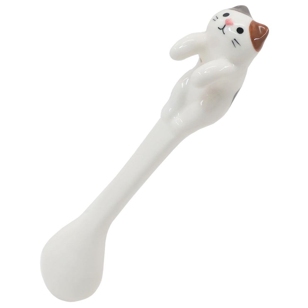 陶器製 よじのぼり スプーン かわいい 女の子向け カトラリー 三毛猫 アニマル グッズ プレゼント 男の子 ギフト