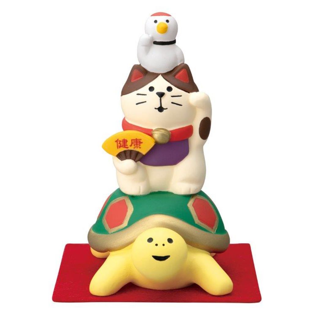 マスコット FUKUMONO concombre 鶴亀まねき猫 デコレ