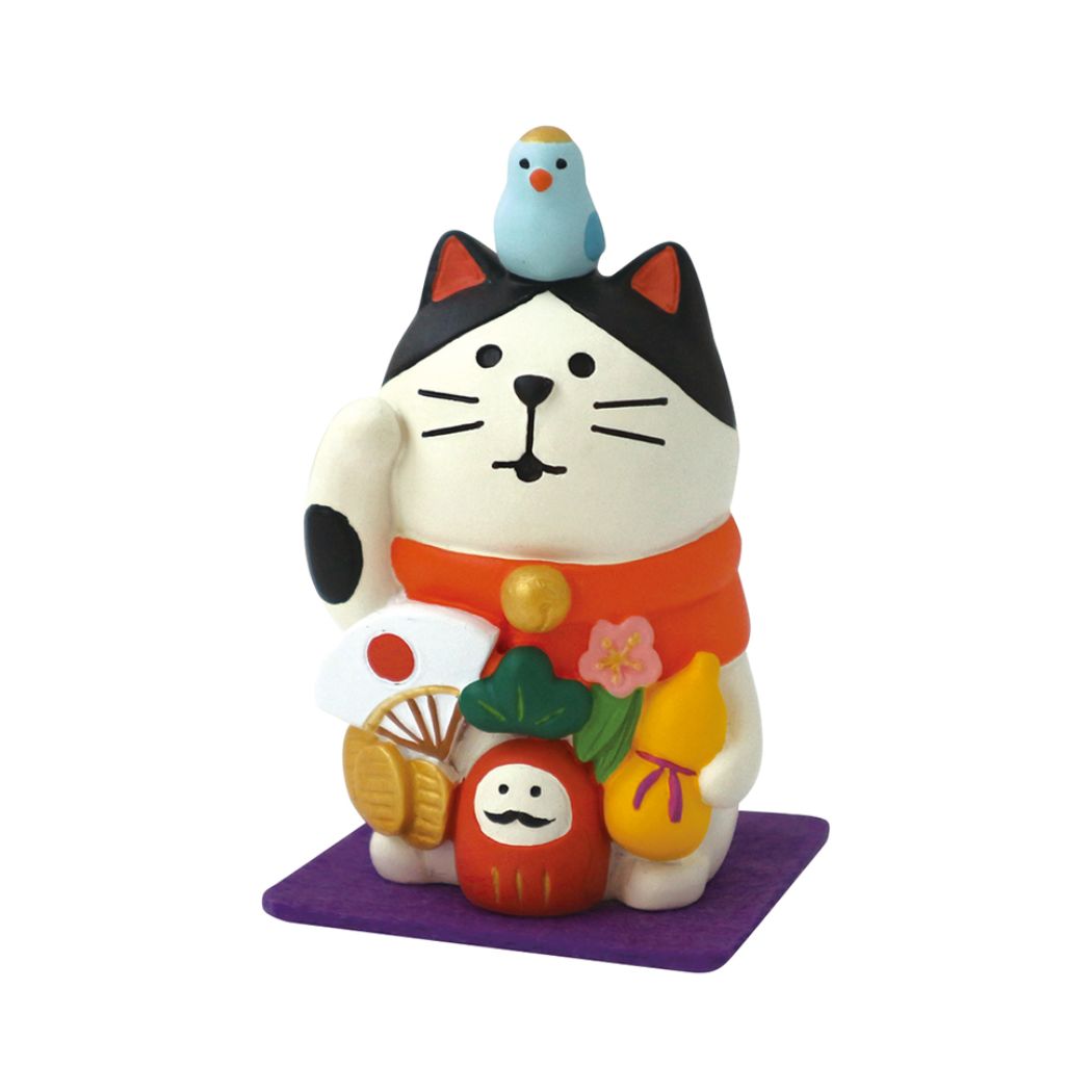 FUKU MONO concombre プレゼント かわいい マスコット 万福まねき猫 フェルトマット付き デコレ 男の子 女の子