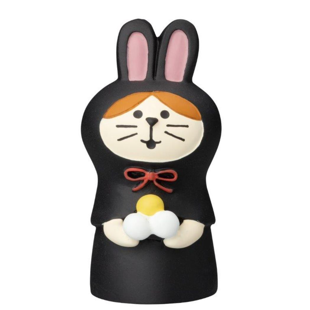 マスコット 秋の諸国めぐり旅 ねこずきん お月見うさぎ 黒 concombre インテリア かわいい