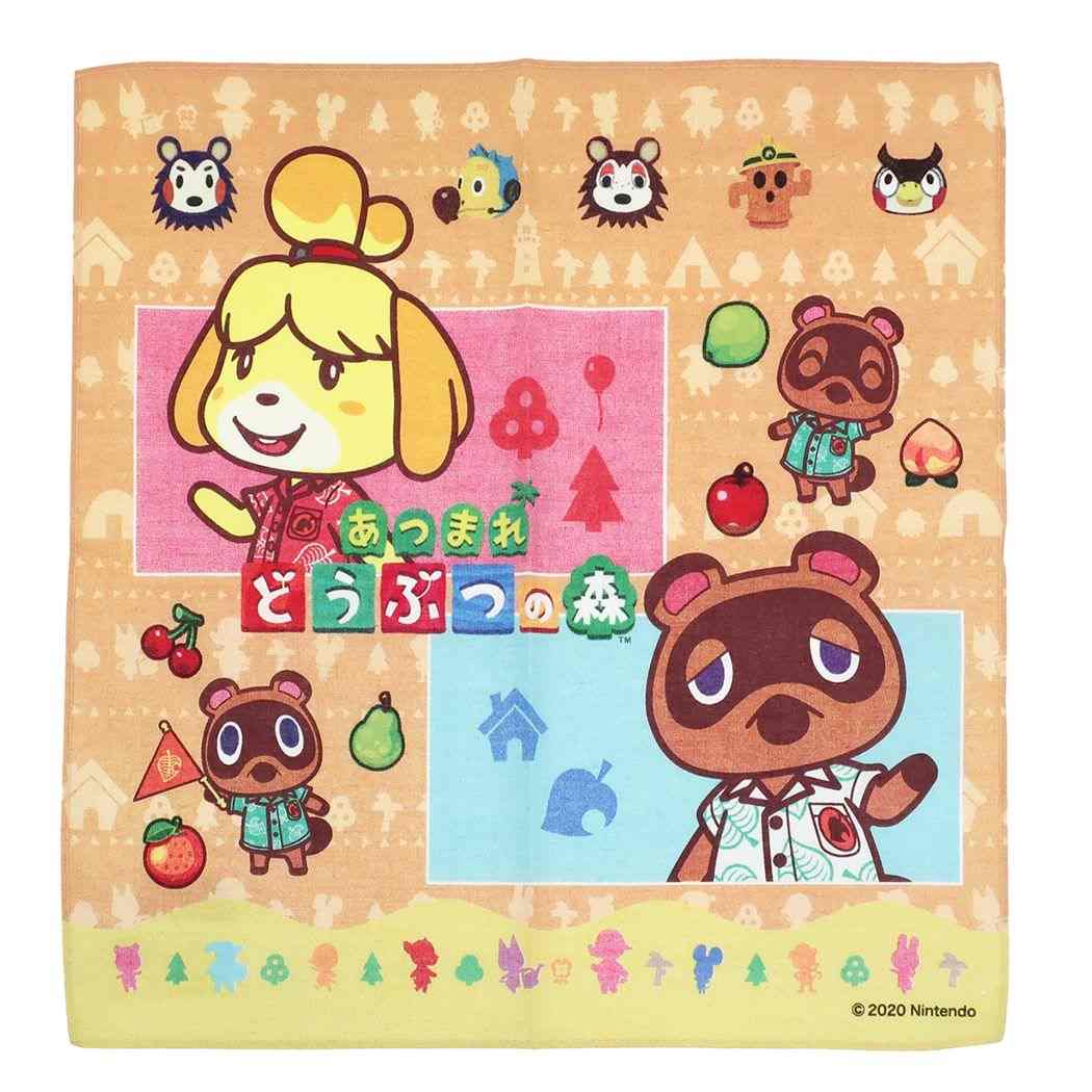 あつまれどうぶつの森 キャラクター ハンカチ お手拭きはんかち ようこそ無人島柄 グッズ プレゼント 男の子 女の子 ギフト