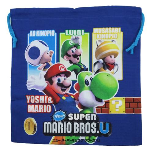 巾着袋M スーパーマリオブラザーズU 子供用きんちゃくポーチ プレゼント 男の子 女の子 ギフト