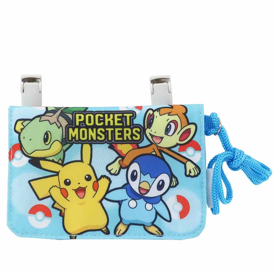 ポケモン クリップポーチ ネックコード付き ミニ おでかけ ウォレット ブルー ポケットモンスター サンアート プレゼント 男の子 女