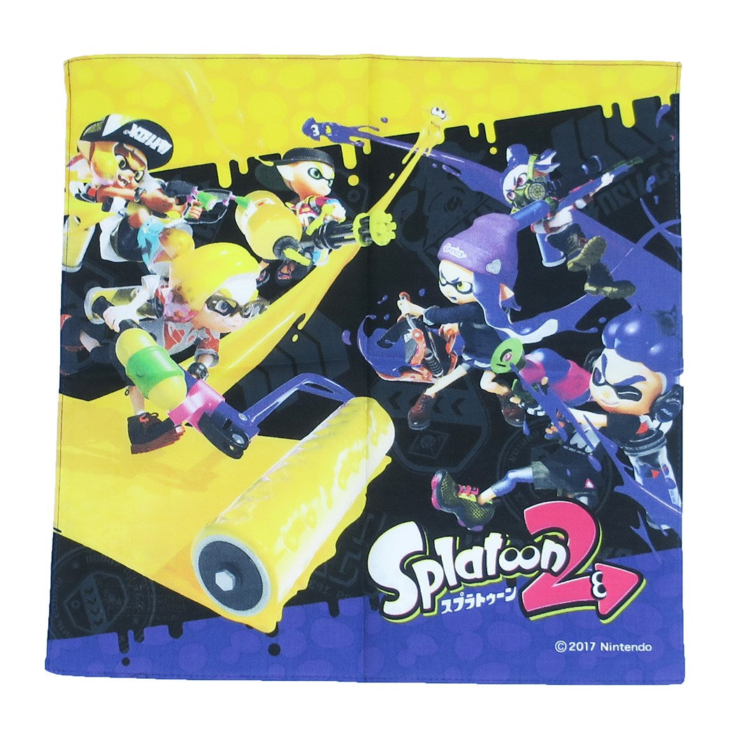 お手拭きはんかち スプラトゥーン 2 ハンカチ イエローvsパープル グッズ 学童用品 プレゼント 男の子 女の子 ギフト