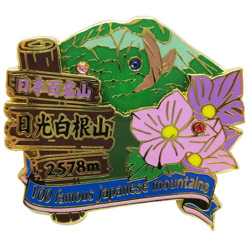 ピンバッジ 日本百名山 日光白根山 奥白根山 2段 ピンズ エイコー コレクションケース入り トレッキング プレゼント 男の子 女の子