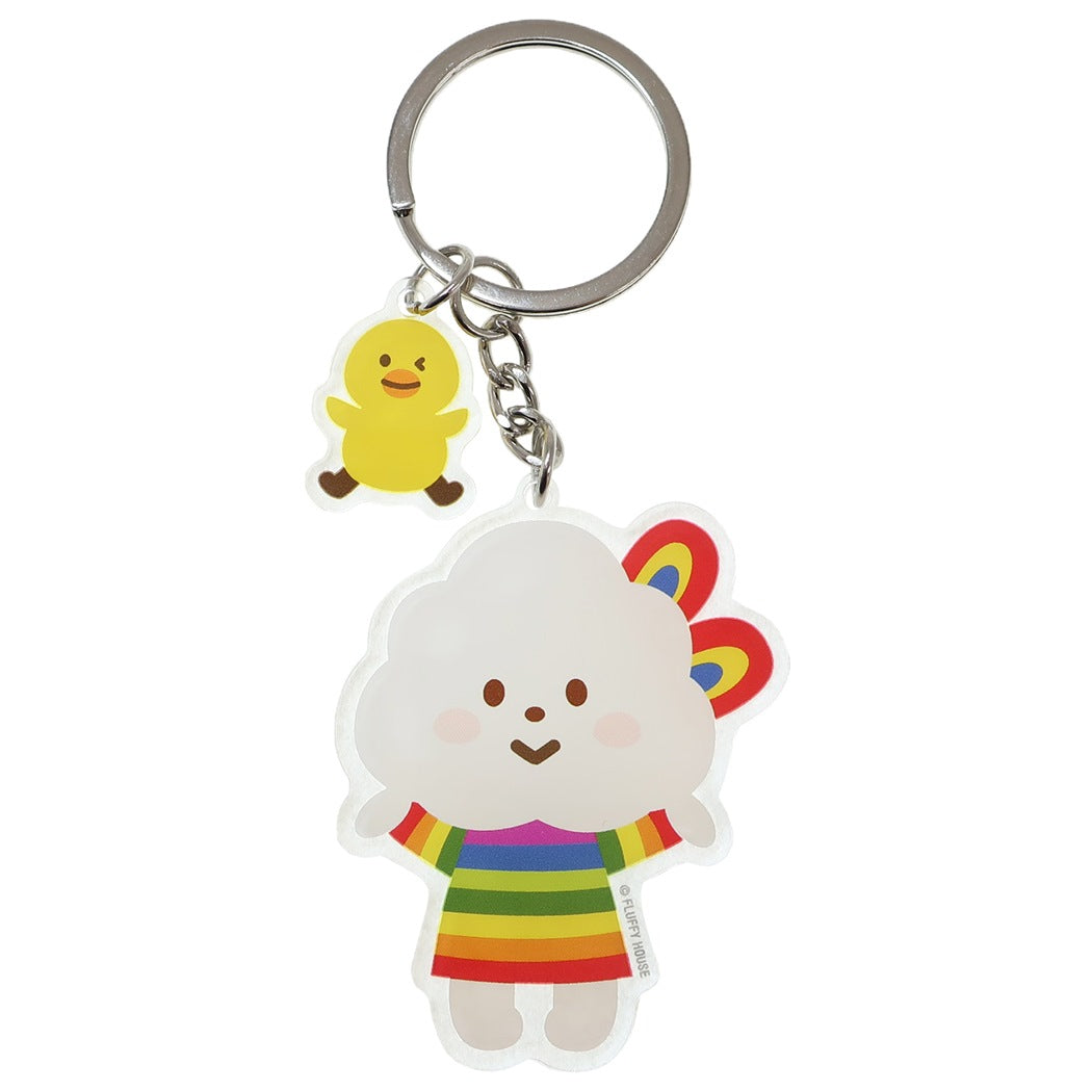 キーリング 2連アクリルキーホルダー レインボー&チッキー Fluffy House プレゼント 男の子 女の子 ギフト