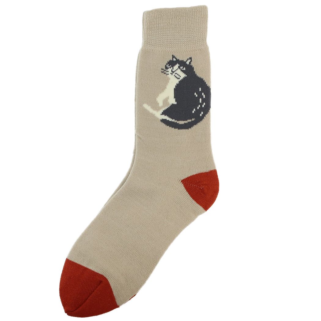 女性用冷えとり靴下 アニマリス シルク混ソックス ベージュ ねこ フレンズヒル プレゼント 男の子 女の子 ギフト