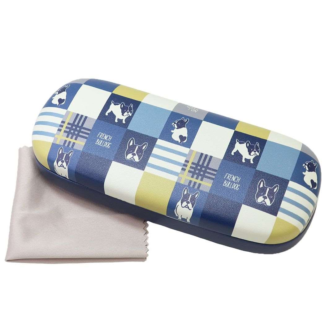 眼鏡ケース ブルトンチェック クロス付きメガネケース ネイビー ハードタイプ プレゼント 男の子 女の子 ギフト