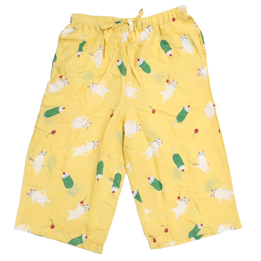 ルームウェア ターチャンソーダ 夏用ひんやりクールステテコ イエロー FRIENDSHILL 熱中症対策 ハーフパンツ ユニセックス 男女兼用