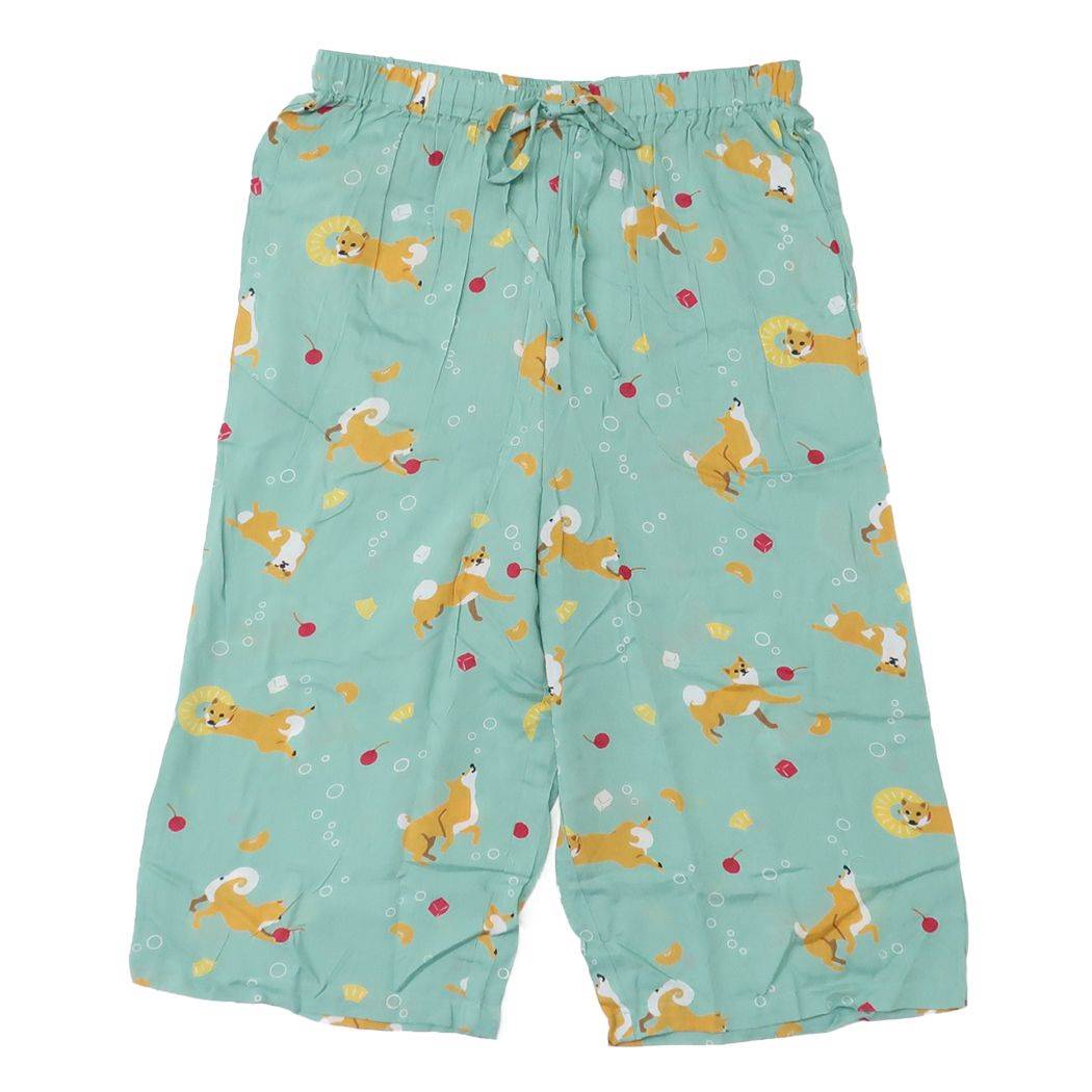 ルームウェア 夏用ひんやりクールステテコ シュワシュワしばた グリーン いぬ