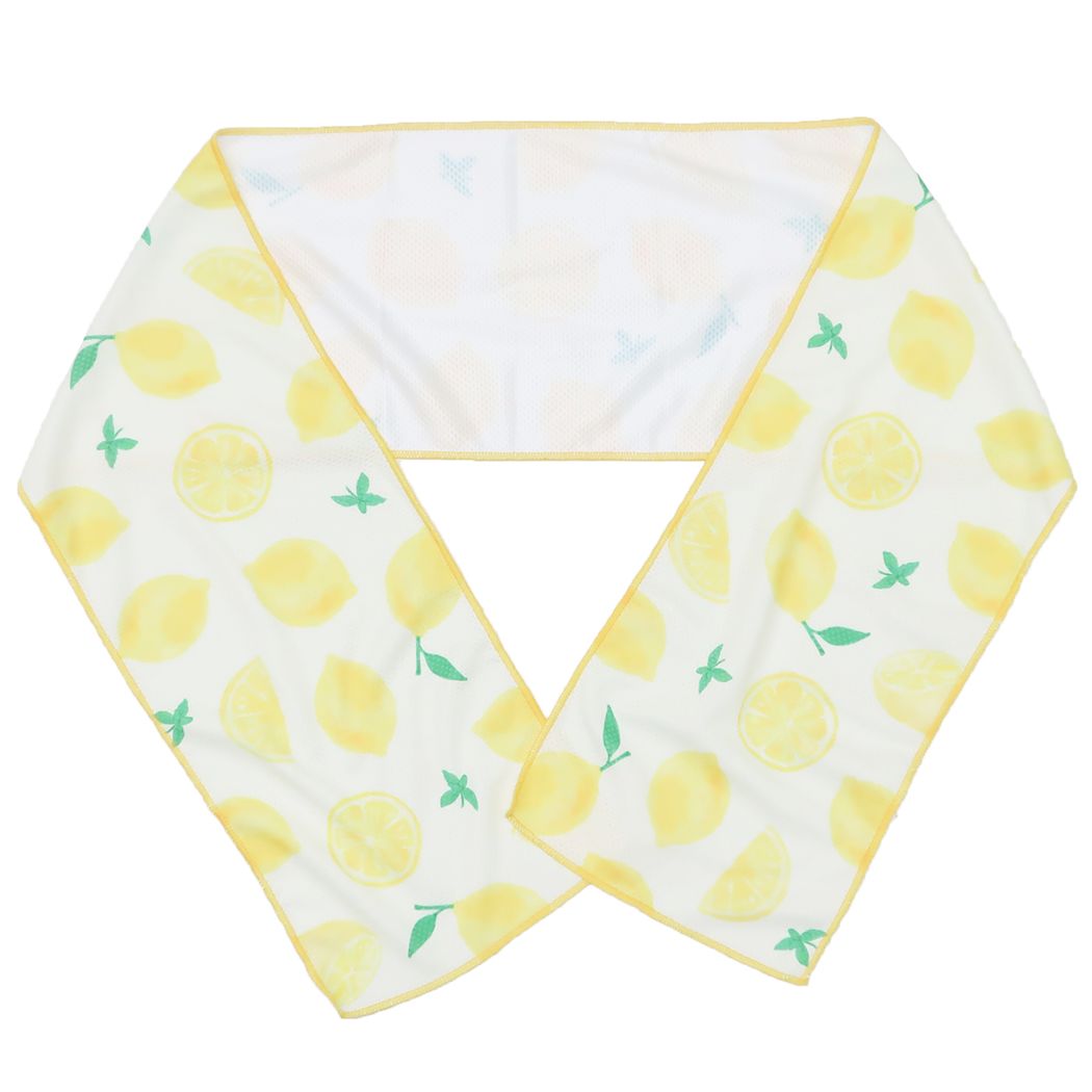 夏用ひんやりロングタオル クールタオル レモンミント アイボリー