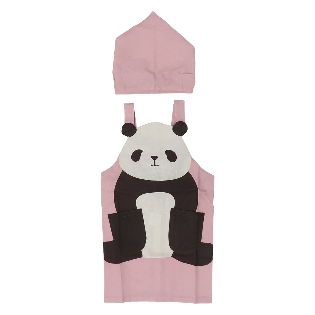 エプロンセット キッズエプロン&三角巾 Mサイズ ハローパンダ ピンク フレンズヒル