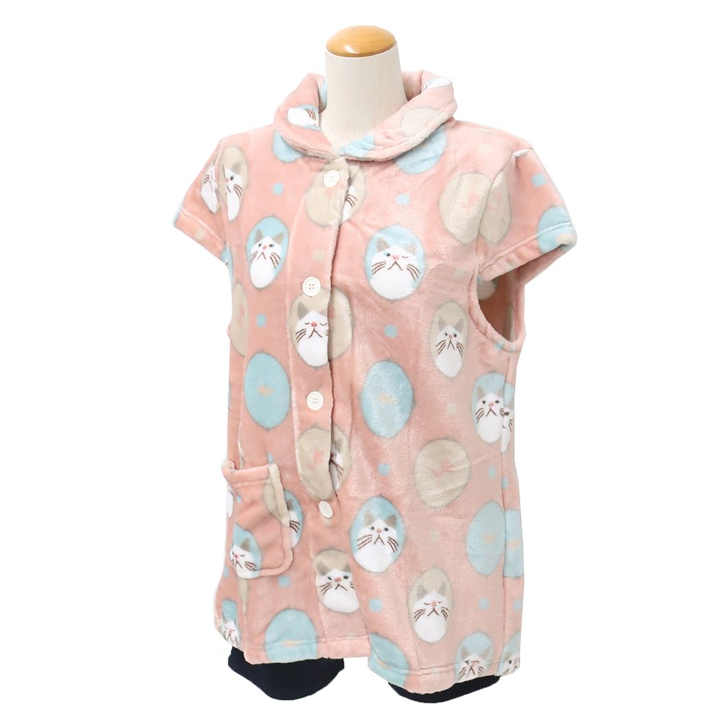 防寒具 袖なしルームウェア カメオターチャン ピンク フレンズヒル