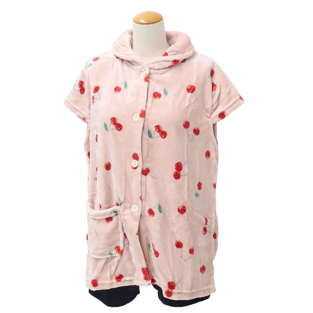 防寒具 袖なしルームウェア チェリーフェスタ ピンク