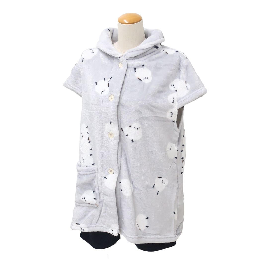 防寒具 袖なしルームウェア ランダムしまださん グレイ