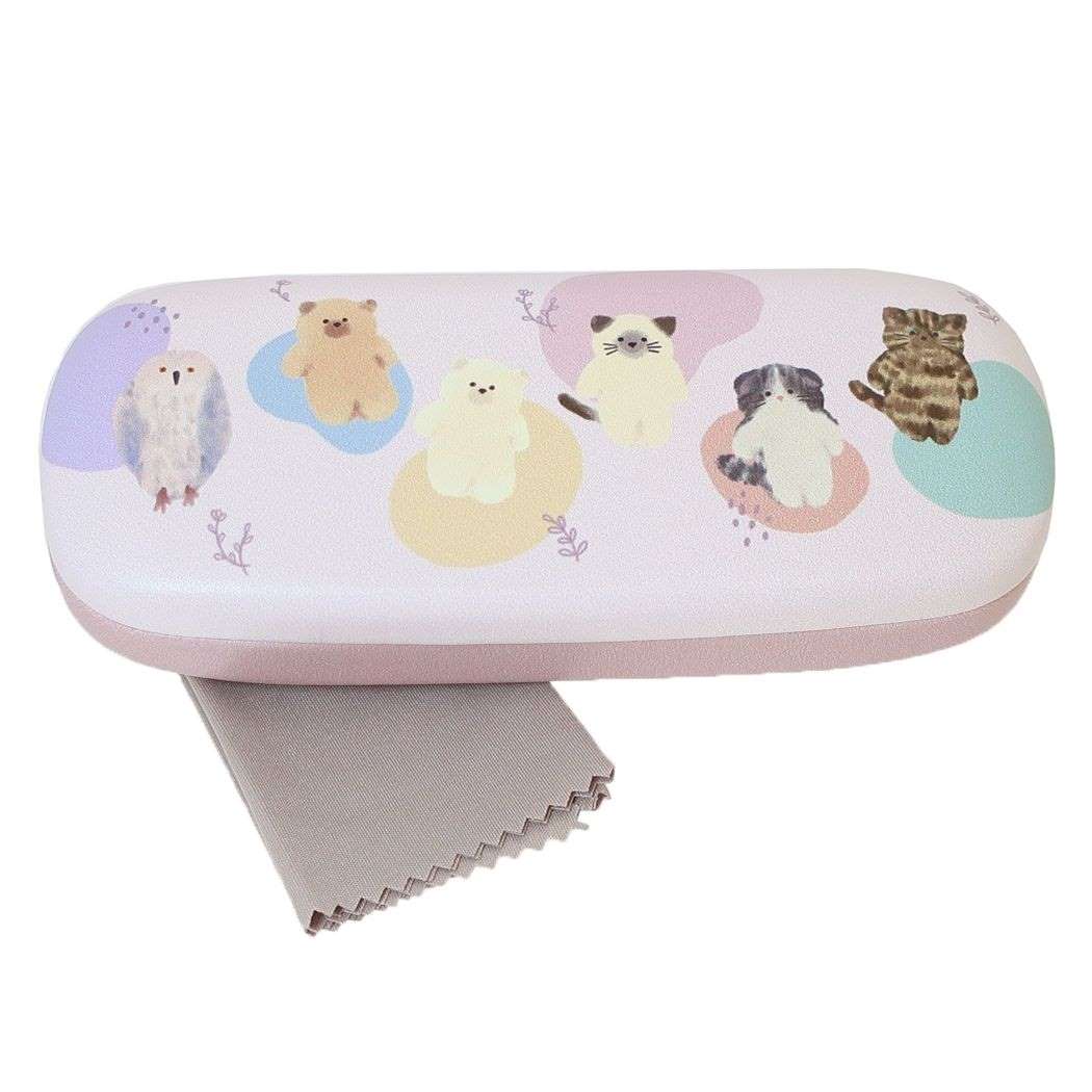 眼鏡ケース モコズカラー クロス付きメガネケース ピンク フレンズヒル