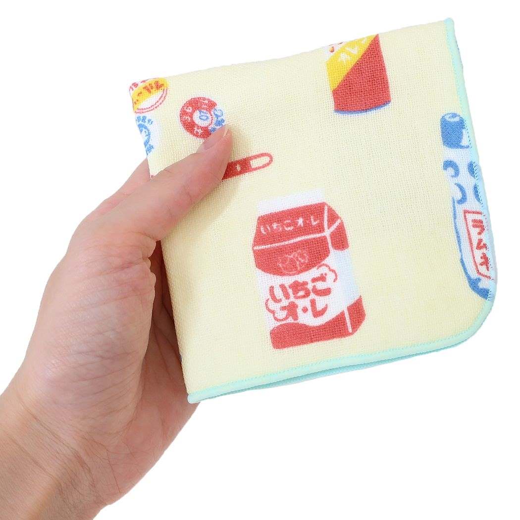ミニタオル ガーゼタオル レトロドリンク イエロー