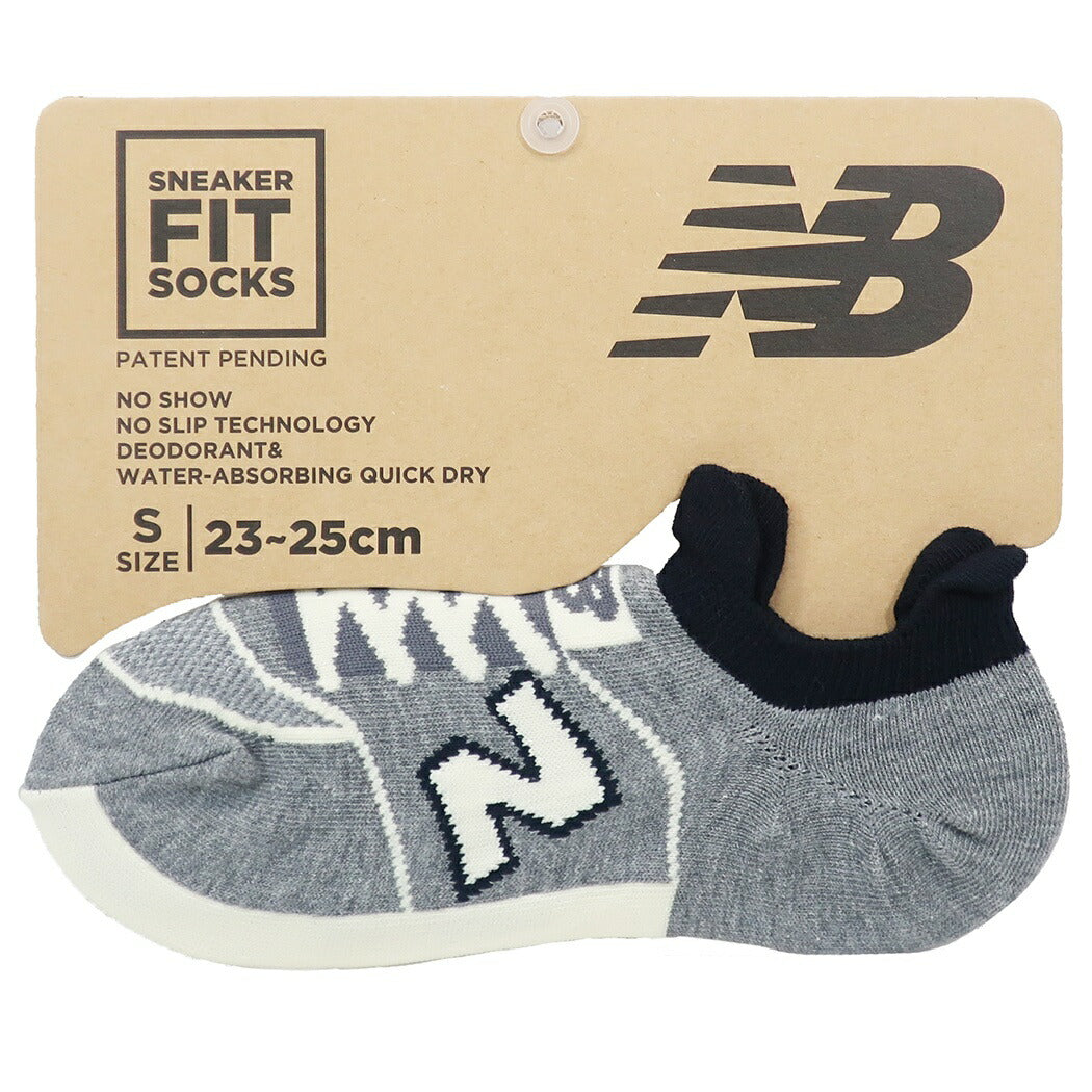 女性用 靴下 ニューバランス レディース スニーカーソックス new balance グレー 23~25cm プレゼント 男の子 女の