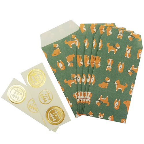 金封 伊予和紙ふわり ぽち袋 5枚セット 柴犬 和雑貨 プレゼント 男の子 女の子 ギフト