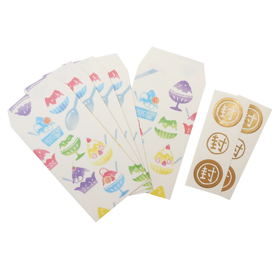 伊予和紙ふわり ぽち袋 和紙 ポチ袋 5枚セット 通販 夏柄 かき氷 プレゼント 男の子 女の子 ギフト