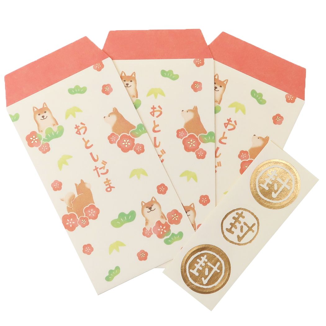 伊予和紙ふわり ぽち袋 和紙ポチ袋3枚セット いぬ フロンティア プレゼント 男の子 女の子 ギフト