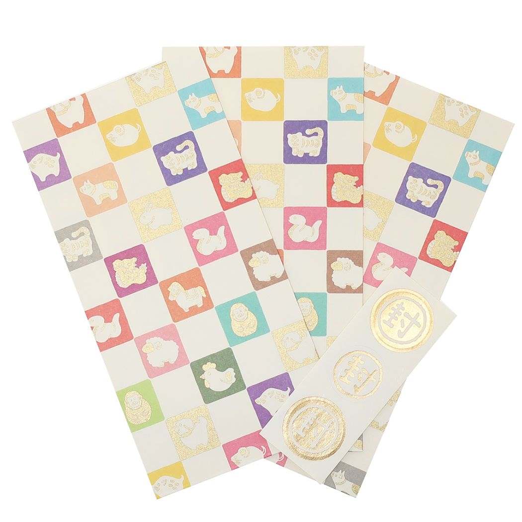 伊予和紙ふわり グッズ ぽち袋 かわいい 封シール付き 和紙ポチ袋大3枚セット プレゼント 男の子 女の子 ギフト