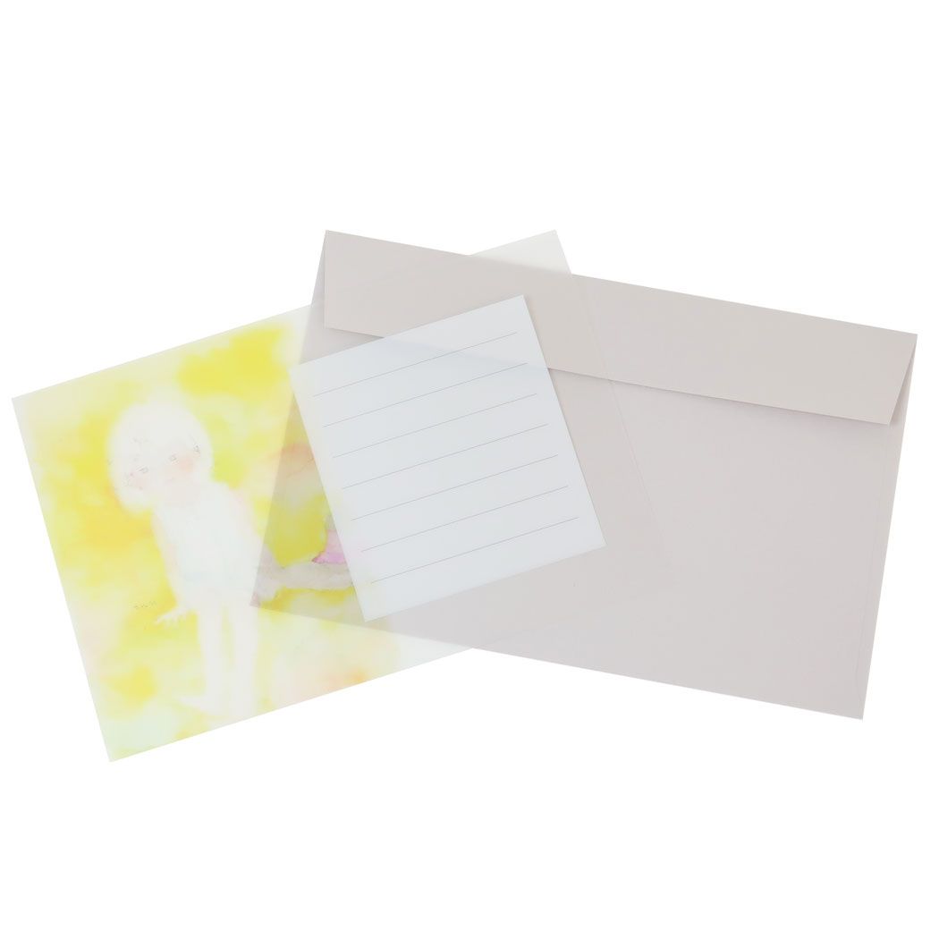 とうめいレターセット いわさきちひろ レターセット Green Flash Yellow